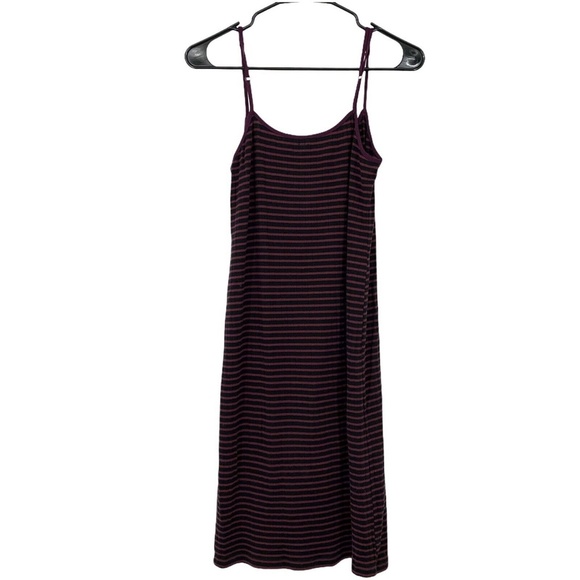 Free People Burgundy Blue Stripe Ribbed Knit Dress - Picture 6 of 8